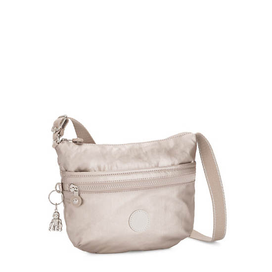 Kipling Arto Small Metallic Crossbody Táska Bézs | HU 1084YX